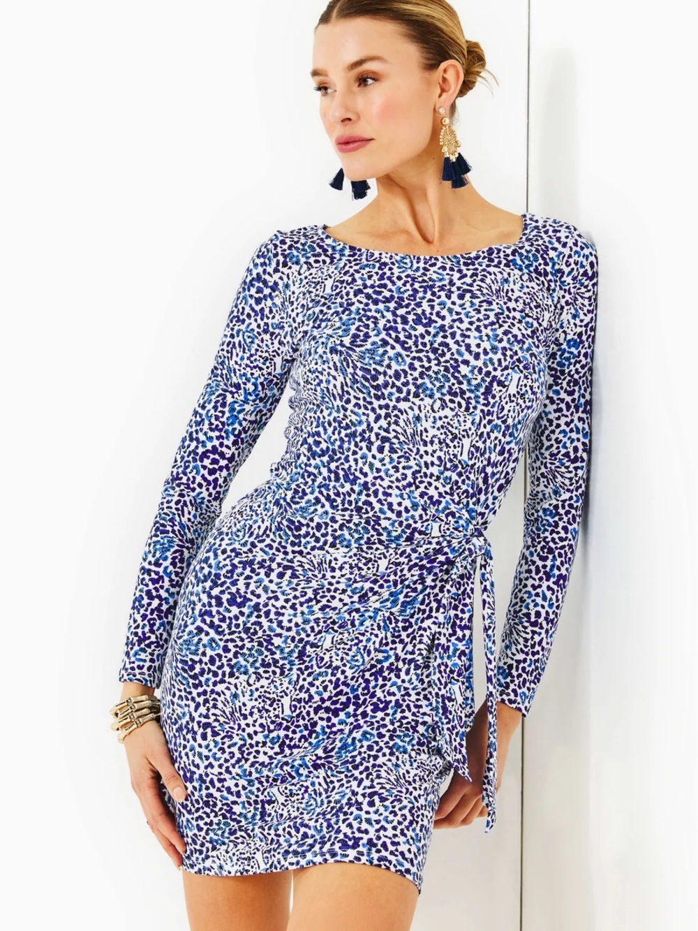 NWT, Lilly Pulitzer Bryson Long Sleeve Dress in Resort White Twisted Up, Size M